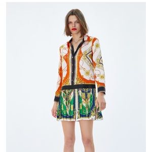 Zara- patchwork chain print drop waist dress